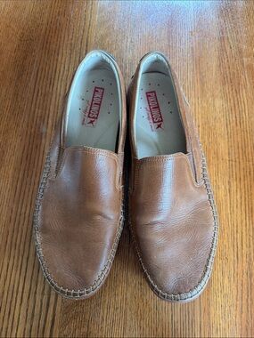 PIKOLINOS Tan Leather Slip-On Loafers